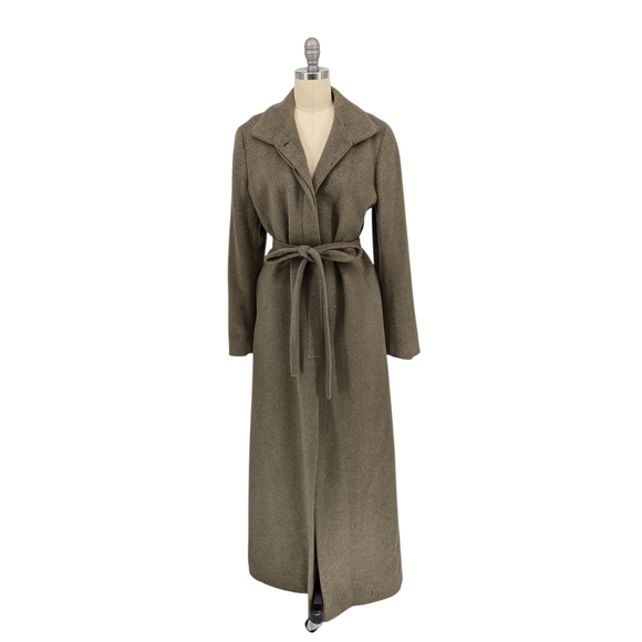 11532 Banana Republic Wool Rabbit Hair Angora Long Coat Green Size Medium preppy - Picture 1 of 13